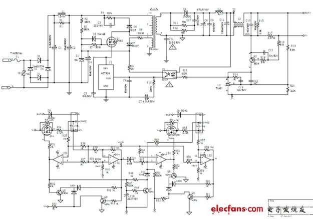  8.4V/1A微打印机智能锂电池充电器原理图